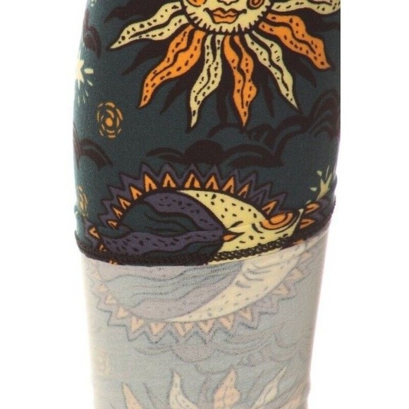 Plus Size Womens Sun & Moon Printed High Waisted Leggings With Elastic Waist - Picture 5 of 5